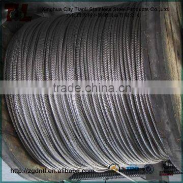 316 Stainless Steel Wire Rope 7x7 6mm Diameter Length 1000m/reel