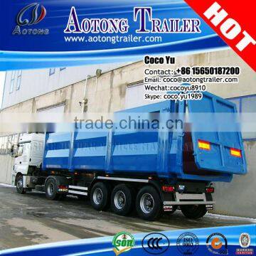 3-axles grains or sand transporting hydraulic 40tons dump tipping semi trailer for sale