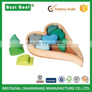 Bestgoal Green Hearts wood toys for kids Wooden Heart Blocks Building Stacking Play Set