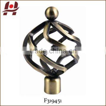 F319451 metal iron plastic crystal glass resin brass curtain rod finial