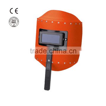 handheld red steel paper welders helmet