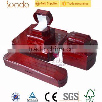 Glossy red high-end wooden jewelry packaging box