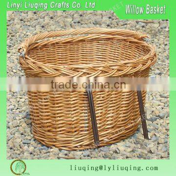 Durable Lotus Edged Wicker Bicyle Basket With Handle