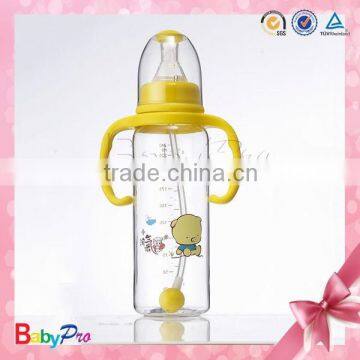 New product high quality manufacture glass baby feeding bottle with thermometer