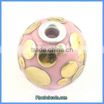 Wholesale Fashion Pink Indonesia Round Metal Clay Beads PCB-M100572