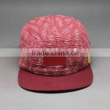 DESIGN YOUR OWN BLANK LEATHER PATCH 5 PANEL SNAPBACK HAT WHOLESALE