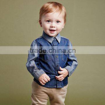 DB2813 dave bella 2015 autumn baby boys fashionable denim cotton baby tops baby shirts