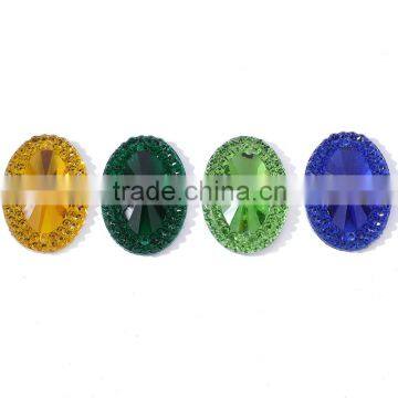 20*30mm with 2 holes flatback cabochon rhinestone mix color oval shape , sew on crystal resin