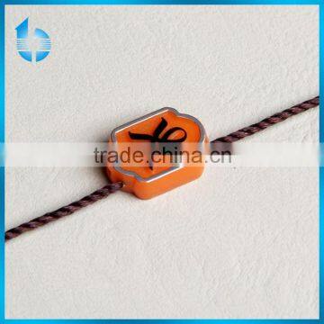 Cotton hemp cord double insertion hang string seal tag for brand garment