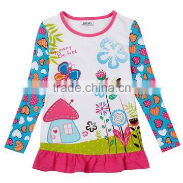 F6198white 2-6Y children girl dress for spring/autumn wear with long sleeve