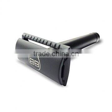 Double Edge Safety Razor / Barber Shaving Razor & Safety Razor BB Black Set Comes with a Leather Protective Pouch From BBNY