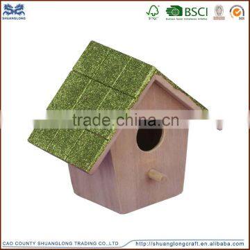 Shuanglong supply natural color Miniature Wooden Birdhouses