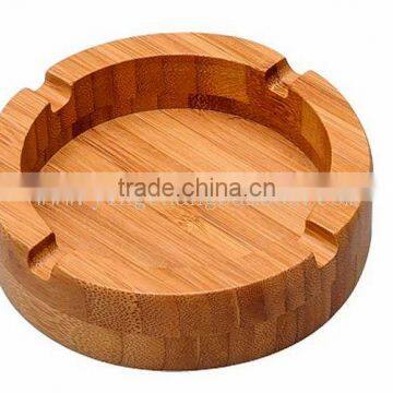 small round bamboo cigarette ashtray