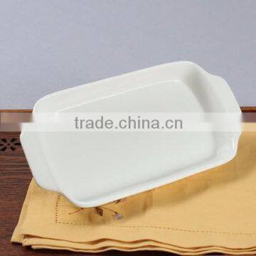 Eco friendly porcelain bakeware pizza baking tray in rectangle