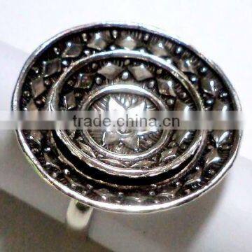 Oxidised Tribal Round 925 Solid Sterling Silver Ring, 925 Sterling Silver Ring, Designer Plain Silver Ring