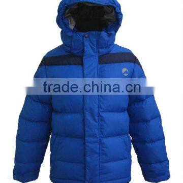 Boy's Long Sleeve Hoodie Duck Down Blue Jacket