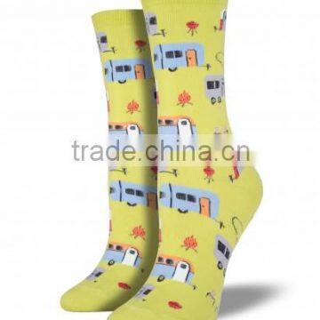 Newest Fashion Jacquard Knit Colorful Pattern Printed Custom Made Womens Socks