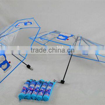 Cartoon Transparent 3 Folding Clear Umbrella