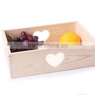 Unfinished Wood Serving Tray With Heart Shaped Handle ,Fruit Storage Plate
