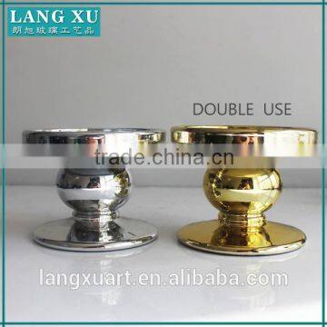 double use silver and gold glass pillar candle holder glass candlesticks