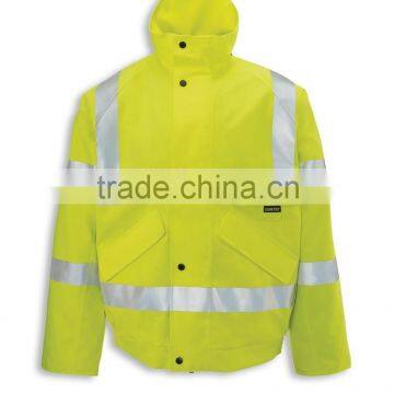 Detachable Hooded breathable waterproof hi-vis bomber jacket