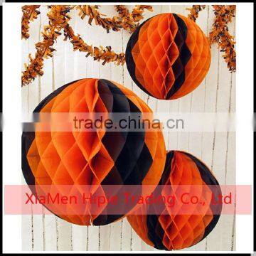 Vintage Honeycomb Waffle paper Balls Black and Orange honeycomb lantern