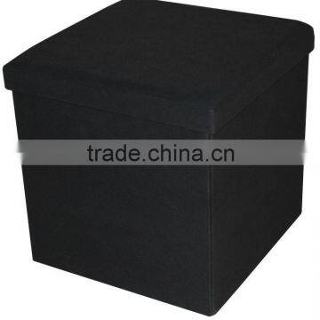 black suede folding storage stool