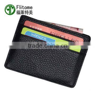 simple custom genuine leather RFID block card sleeve