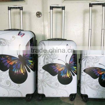 Vintage butterfly printed figures ABS+PC trolley luggage case