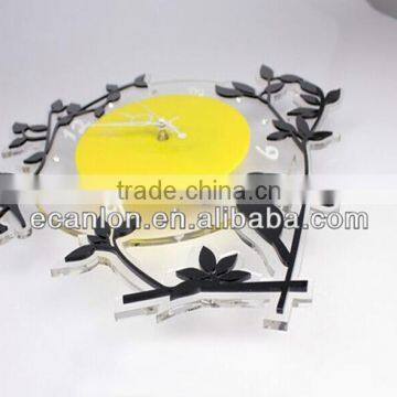 Creative laser cutting flower/birds wall clock with cheap price