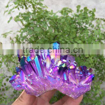 Purple Rough Crystal Stone Electroplating Titanium Coating Crystal Cluster Rainbows photo-6