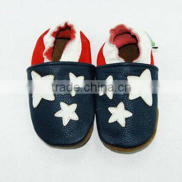 National Flag Baby Shoes in Sort Leather