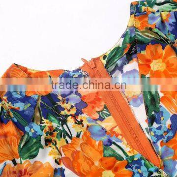 L044 Romper Women Playsuit 2016 Hot Sexy Floral Printed Sleeve Playsuit Wholesale photo-3