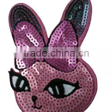 sequin rabbit embroidery badge