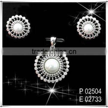 Rhodium plated Imitation Pearl Fashion ewelry set