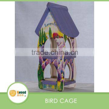 Wooden Garden Bird Cage with drawing