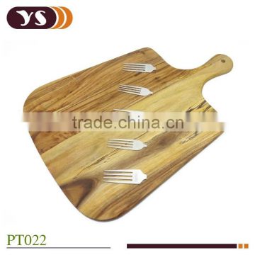 Acacia wood pizza board with 5pcs forks set