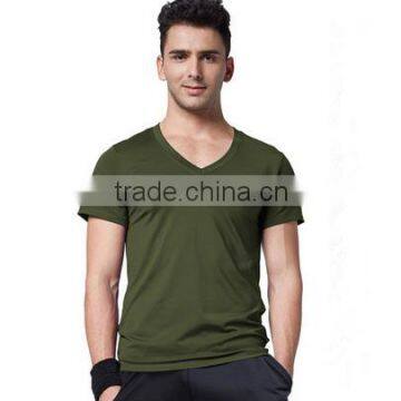 Bulk Custom Cheap Plain Running Apparel V-Neck Sexy Mens Fitted T Shirts