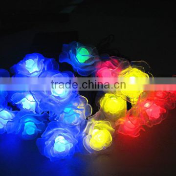 High quality Multicolor Solar powered 20LED rose shaped Fairy String Light