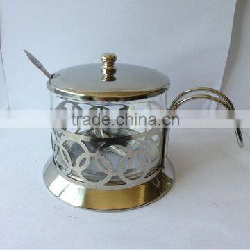 hot sale ss glass sugar pot