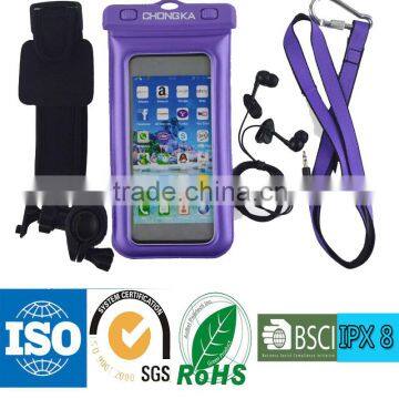 2016 Bright Purple Waterproof Cell Phone Case With Floating