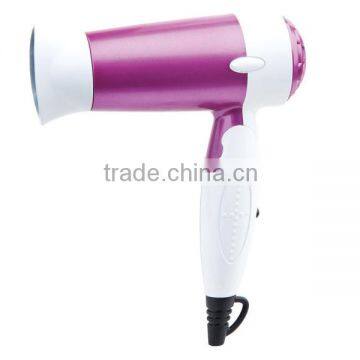 Foldable travel hair dryer with dual voltage settings availab 1000W