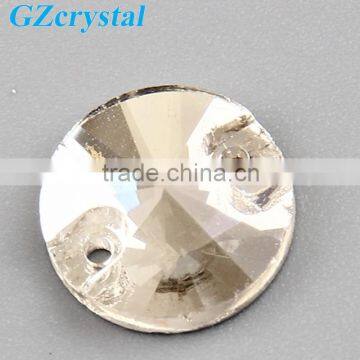 sew on round shape flat crystal glass beads