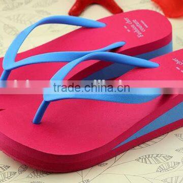 Latest design 2015 summer two eva women wedge heel flip flops