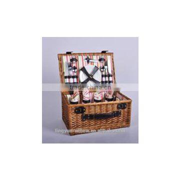 4 persons Folk Art Style and Basket Product Type willow picnic basket