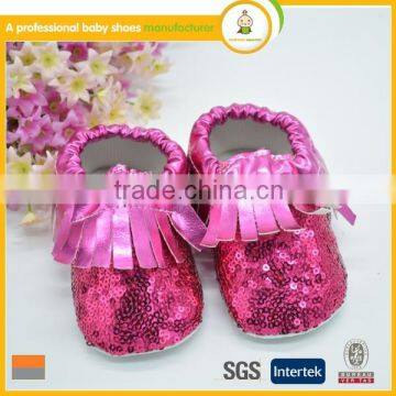 Hot sale cotton leather shoes with glisten paillette upper fashion joint baby girl shoes