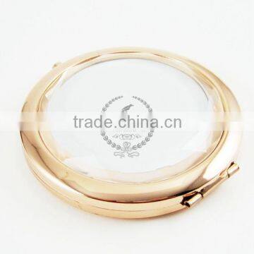 58mm Setting Size Metal Vintage Rose Gold Round Blank Compact Double Side Pocket Mirror Bezels Tray With Cabochon 1991008