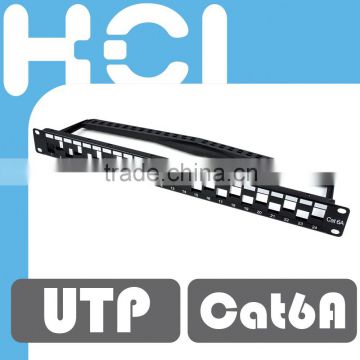 Taiwan Supplier 1U 24 Port Cat 6A Unshielded UTP Snap-In Type Discrete Patch Panel