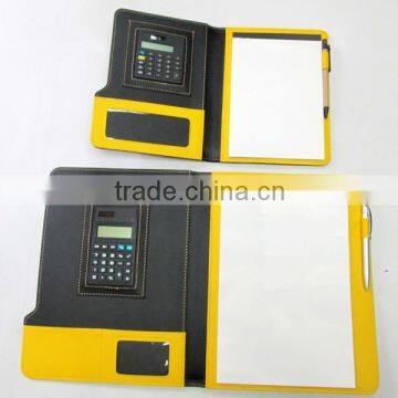 promotional gift leather file folder with calculator and pen