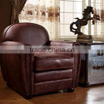 Antique Italian Brown Genuine Leather Furniture/Replica Living Room Leather Sofa